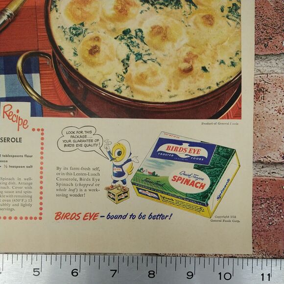 Birds Eye Spinach Lenten Lunch Casserole Aunt Fussy - 1950 Retro Vtg PRINT AD - Picture 6 of 10